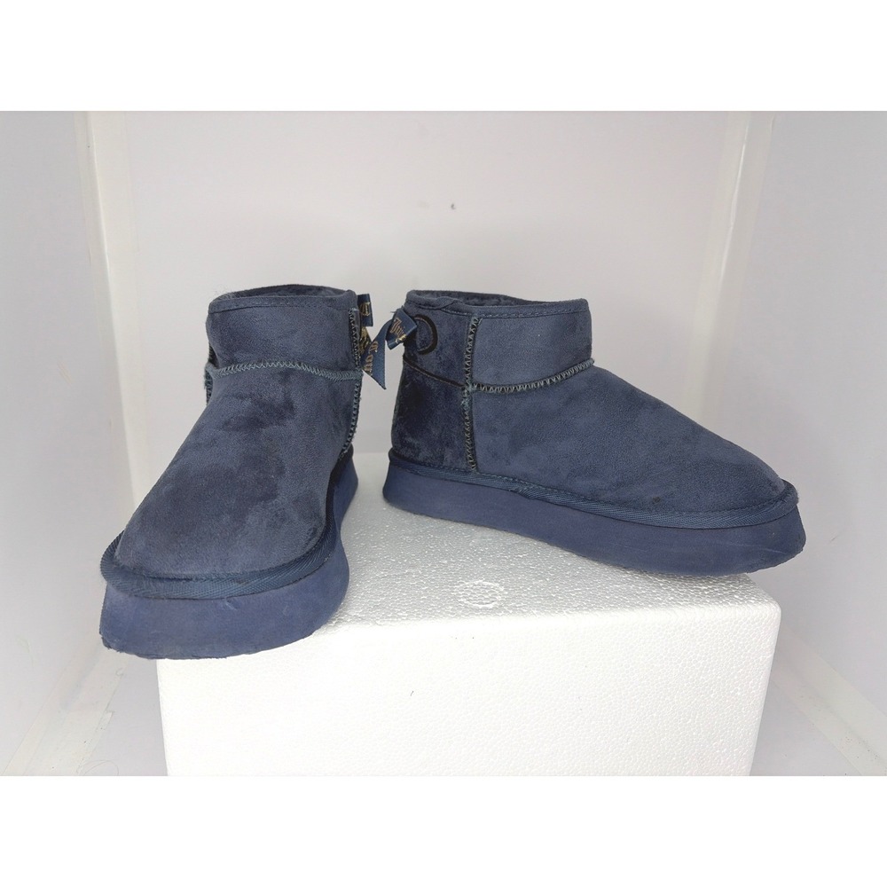 Juicy Couture Molden Navy Blue Faux‎ Suede Platform Boots Kids Size 1M KJ03333S